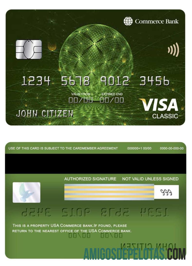 Cartão Visa Classic do Banco de Comércio dos EUA baixar para verificação